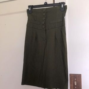 Army green pencil skirt size 7.